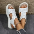 thumbnail image 5 of Summer Sandals for Women with Arch Support Boho Casual Daily Open Toe Slip-On Wedge Thick Heel Sandals Slippers for Women Beach Vacation Holiday Fashion White 6, 5 of 6