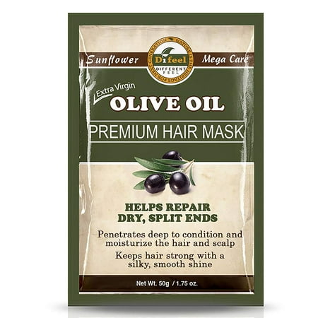 Difeel Premium Hair Mask - Olive Oil 1.75 oz. - for Dry Hair, Conditions & Moisturizes Hair & Scalp, Treats Split Ends, for Strong & Healthy Hair, Leaves Hair Silky, Smooth &