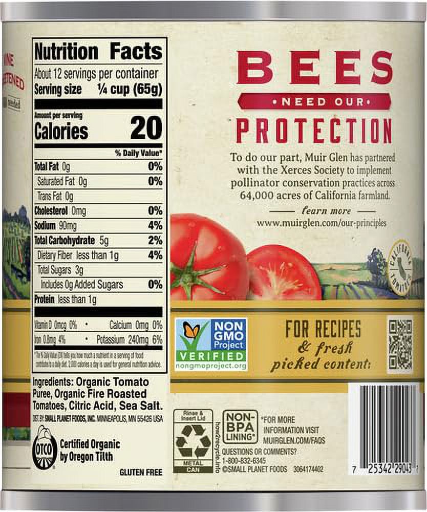 Pack of 12,  Muir Glen Organic Fire Roasted Crushed Tomatoes, 28 oz