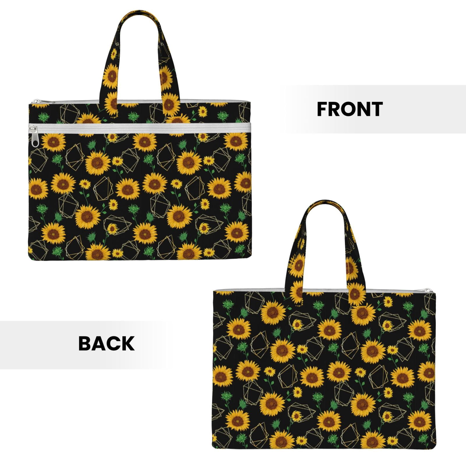 Kdxio Sunflowers3 File Tote Document Bag Business Briefcase Bag Document Organizer Tote Briefcase for Letter A4 Files Business Teacher Office Bag