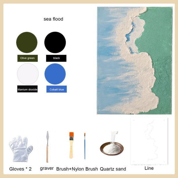 Fiudx Kit de Pintura Al Óleo de Playa para Hacer Tú Mismo, Pigmentos Acrílicos de Colores, Decoración Relajante para El Hogar, Fácil de Usar para Principiantes, Idea de Regalo Creativa, Tamaño 20 X 3