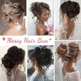 thumbnail image 3 of 2PCS Messy Bun Hair Piece, Tousled Updo with Tendrils Hair Bun Extensions Wavy Curly Hair Wrap Ponytail Hairpieces Hair Scrunchies for Women HB010 Dasiy - Dark Copper, 3 of 12