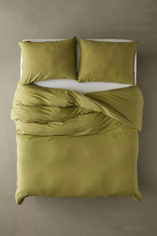 Pavish Export Moss Green Linen Bedding Duvet Cover Set Boho Comforter Quilt Donna Duvet Cover 2 Pillow Sham Full