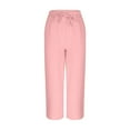 thumbnail image 5 of Children's Ice Silk Wrinkle Pants Loose Wide Leg Daily Thin Trousers Elastic Waist Drawstring Full Length Pant Pink 7 Years, 5 of 7