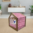 thumbnail image 3 of Fruit Pet House, Pop Art Style Strawberry Pattern Vibrant Toned Retro Fresh Fashion Graphic, Outdoor & Indoor Portable Dog Kennel with Pillow and Cover, 5 Sizes, Pale Pink Magenta, by Ambesonne, 3 of 5