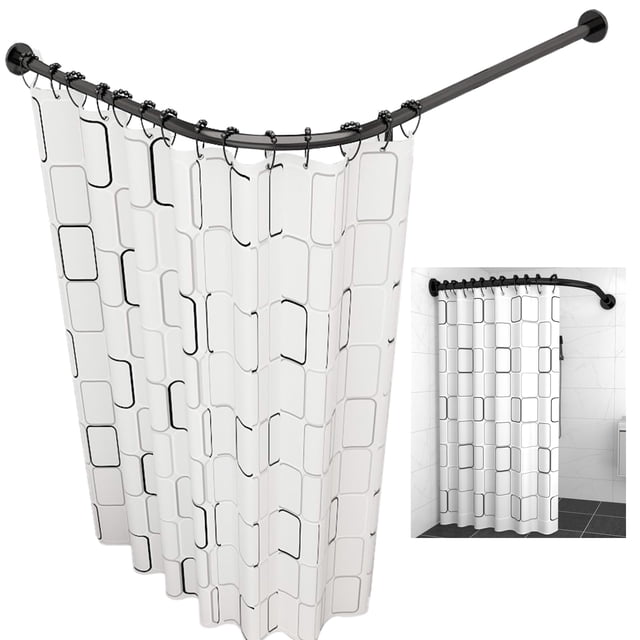 Barra De Cortina De Baño De Ducha Extensible De 80-150cm Tubo En L Para Cortina De Baño De Acero Inoxidable Ajustable Antideslizante Barra Telescópica Angular Para Cor