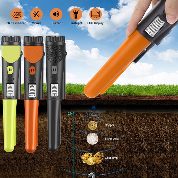 Hand Metal Detector High Sensitivity Metal Detector with LCD Display 360° Scanning Metal Finder (Orange)