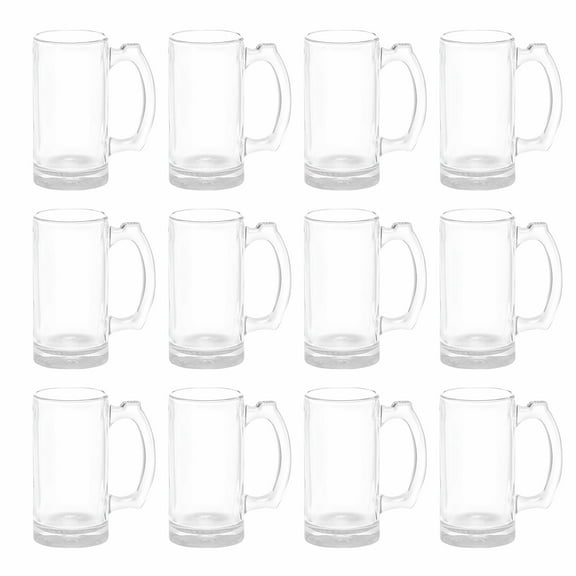 12 Libbey Beer Mugs Set, 12 oz. - Groomsmen Glassware - Clear