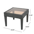 thumbnail image 4 of Outdoor Wicker Side Table - Grey Accent Table for Patio, Balcony, or Garden - 20"x20"x15" - Powder-Coated Iron Frame & Tempered Glass Top, 4 of 7