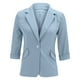 thumbnail image 1 of Chaquetas de traje de rayas Mujer diaria Primavera Verano Regular Fit Casual Manga Larga Color sólido,blazer moda（Azul， M), 1 of 4