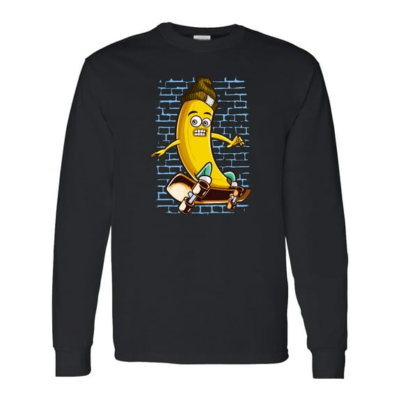 Inktastic Skateboarding Banana Funny Skater Long Sleeve T-Shirt