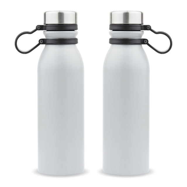 Set de 2 Termos para Café y Agua con Tapa Hermética, Sin Derrames de Acero Inoxidable con Capacidad de 600ml - Botella Vaso Térmico Conserva Temperatura Blanco