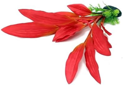 Silk Aquarium Plants, 12 Inch Artificial Silk Plants Decorations for Fish Tank,Aquarium Décor Plastic Plants (Red, 2 Pack)