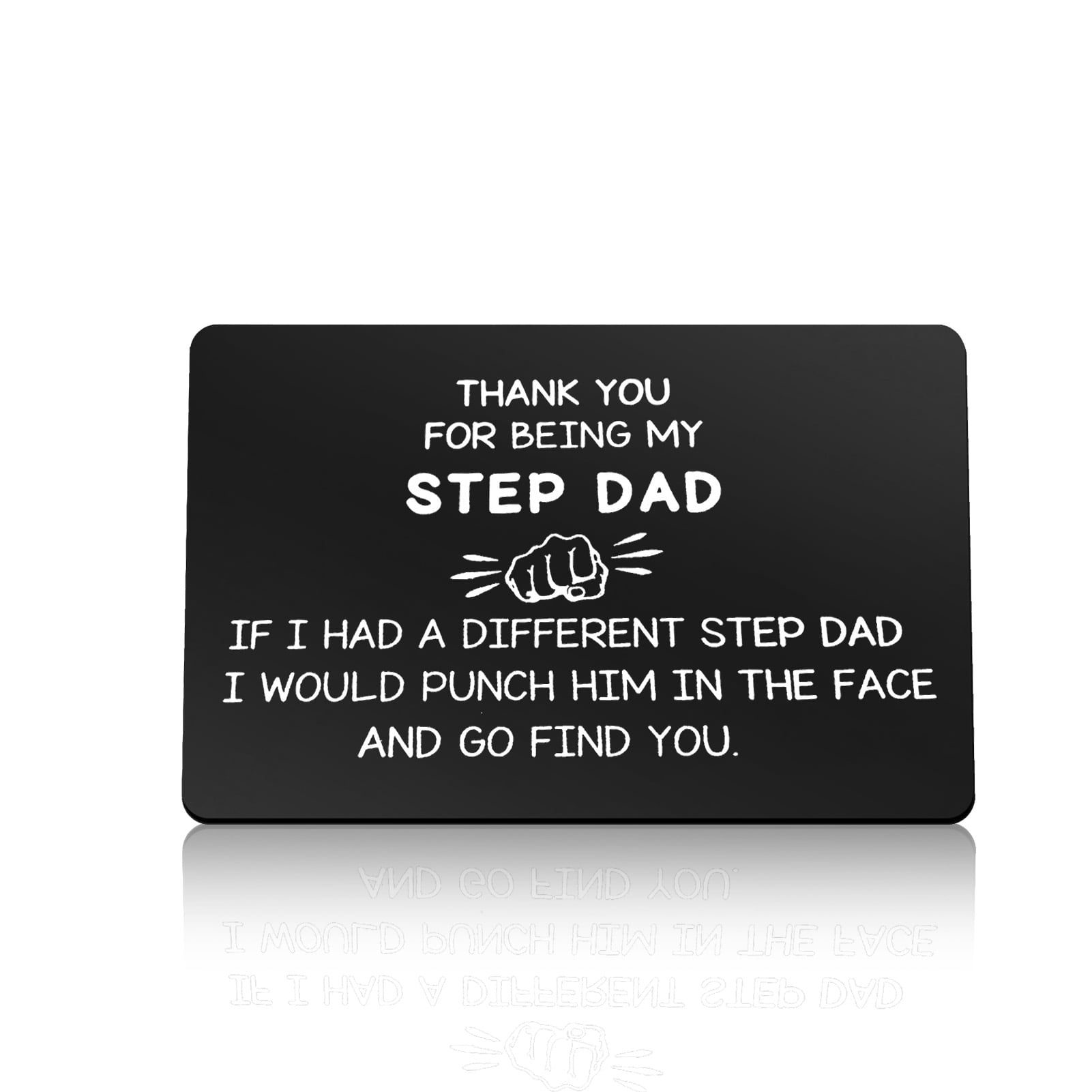 Step Dad Gifts from Daughter Son Engraved Wallet Card Gift for Bonus Dad  Step Father Fathers Day Card Gift Christmas Birthday Gift for Stepdad  Wedding Gift Funny Appreciation Gift for Step Dad -