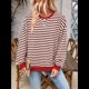 thumbnail image 5 of Sudadera Holgada Informal de Larga con Cuello Redondo y Bloques de Colores A Rayas de Gran Tamaño para Mujer, Estilo Y2K Café L, 5 of 10