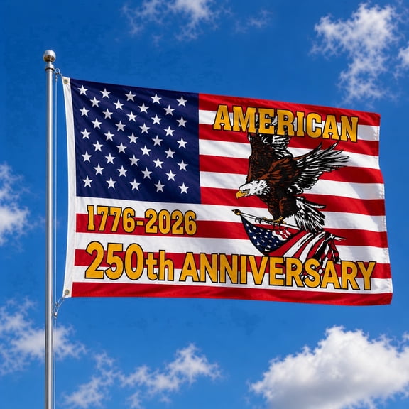 FIASON 1 Pack 250th Anniversary American Flag 3x5 Ft, Heavy Duty 150D Tear-Resistant Polyester, 1776-2026 Patriotic Bald Eagle, Double Sided Fade Resistant Brass Grommets High Wind Outdoor US Flag