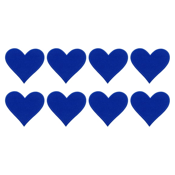 Uxcell 8Pack Iron on Heart Patches Sew on Heart Embroidered Patches, 70mm Blue