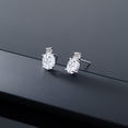 thumbnail image 4 of Gem Stone King 14k White Gold White Moissanite and White Diamond Earrings for Women (3.13Cttw, Gemstone, Oval 8X6MM, Round 2.5MM), 4 of 4