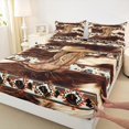 thumbnail image 3 of Castle Fairy Western Cowboy Boots Hat Twin Sheet Sets 3pcs for Female Men Women,Bohemian Tribal Aztec Twin Fitted Sheet Microfiber,Farmhouse Animal Cow Print Breathable Flat Sheet, 3 of 7