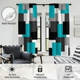 thumbnail image 3 of Teal and Black Window Curtain Turquoise Aqua Grey Gray and White Mens Boys Teen Geometric Long Living Room Bedroom Rod Pocket Drapes Treatment Fabric 1 Pair Home Decor, 42" W x 84" L, Modern, 3 of 6