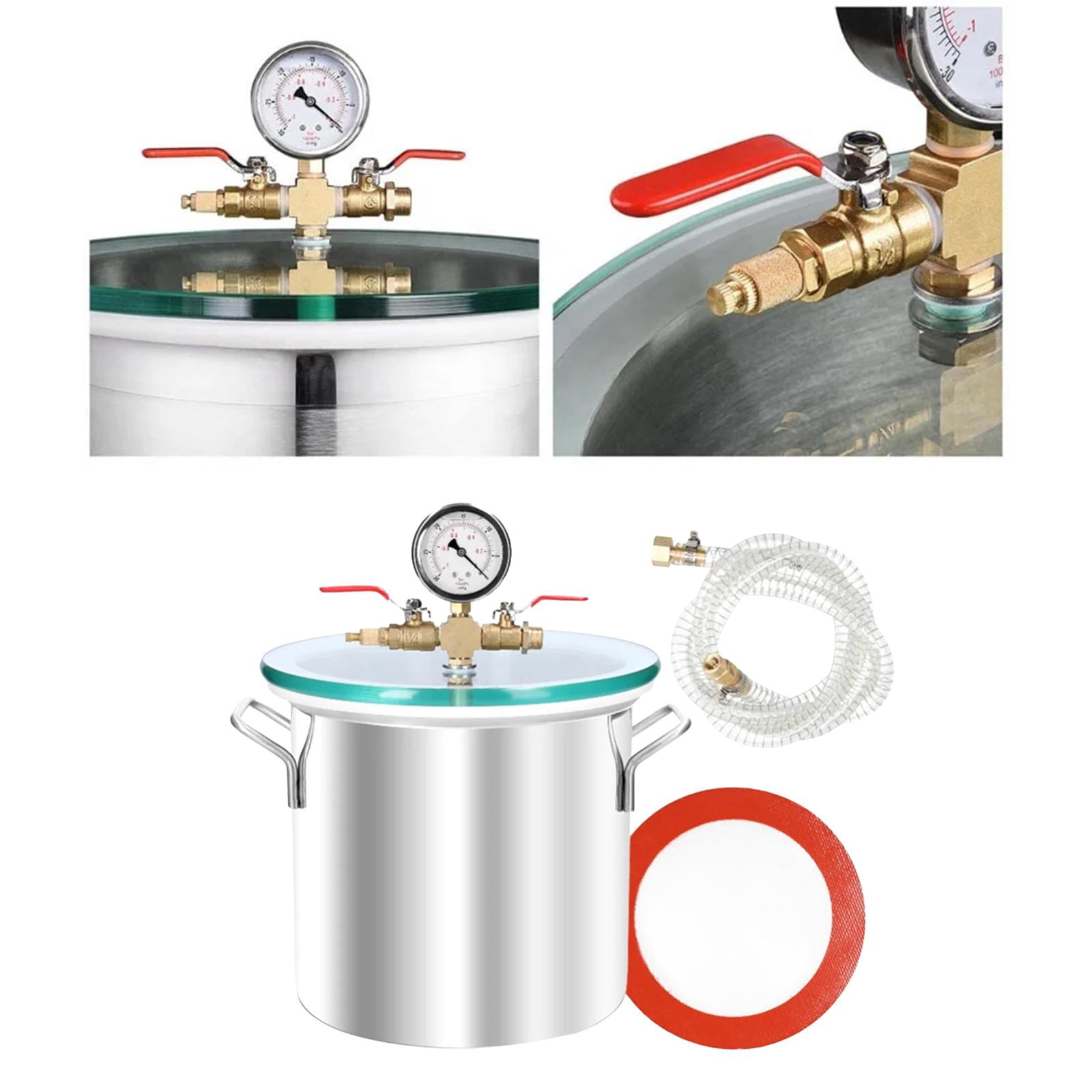 Miulika Vacuum Chamber Stainless Steel Chamber Degassing Resin Silicone Epoxies Stabilizing Wood Clear Lid Vacuum Defoaming Barrel , 2 Gallon
