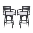 thumbnail image 2 of Noble House Modern Outdoor Aluminum Swivel Bar Chairs, with Durable Sunbrella Fabric Cushion, Ember Black, Set of 2, 2 of 10