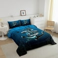 thumbnail image 2 of Nautical Anchor King Comforter Set Ocean Beach Theme Bedding Set Teen Men,Gothic Spider Web Black Blue Ombre Bedding Comforter Sets Retro Grunge Coastal Quilt Duvet, 2 of 5