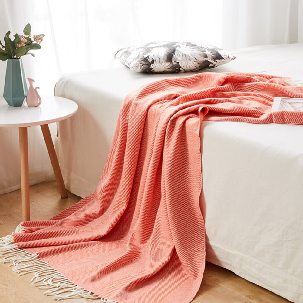 51"x67" Soft Knit Blanket with Tassels Home Sofa Bed Throw Blanket
