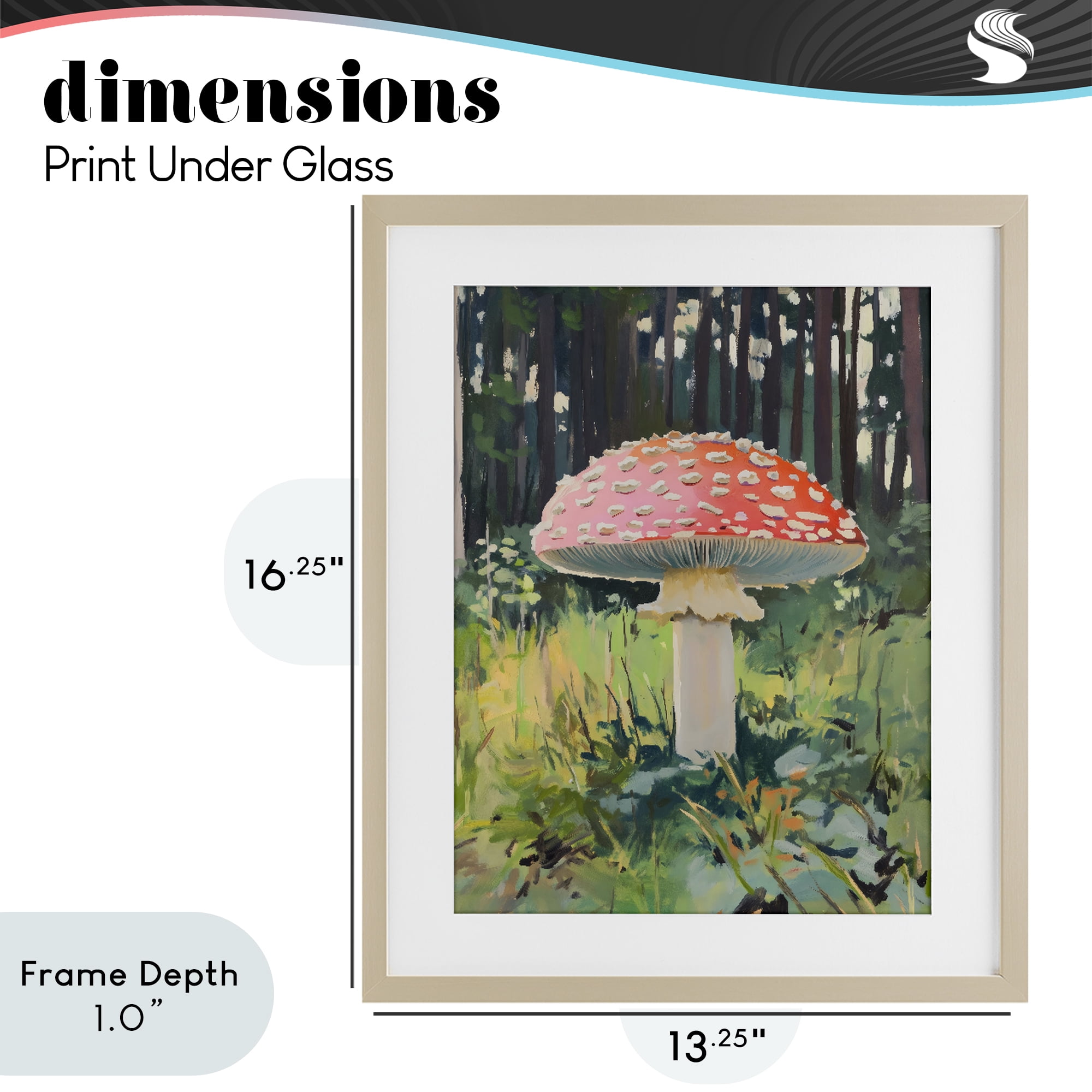 Stupell Industries Red Mushroom in Sunlit Forest Birch Framed Print Under Glass, design by The Prints Vibe