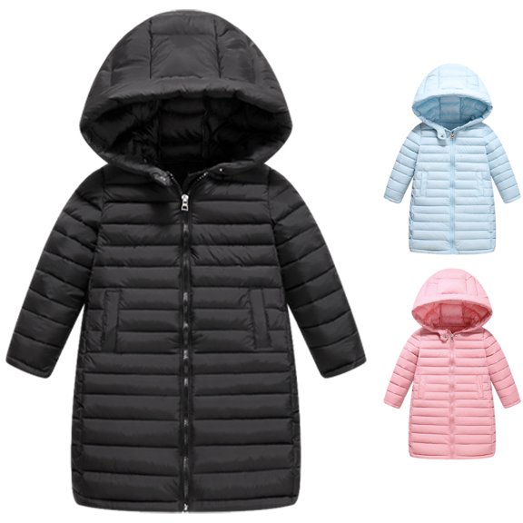 Uccdo 3-11Y Boys Girls Winter Warm Long Jackets Down Coats Children's Casual School Hooded Puffer Coat Outwear