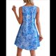 thumbnail image 3 of Vestidos de Verano para Mujer, de Playa, con Encaje, Escote en V, Informales, Estampado Tropical, Sin Mangas, Cortos. Azul S, 3 of 7