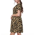 thumbnail image 2 of Haiem Leopard Print Pattern Women's Short-Sleeve Scoop Neck Swing Dress, 2 of 6