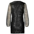 thumbnail image 6 of Leesechin Womens Plus Size Dresses Ladies Trendy Bishop Sleeve Sequins Waist Wrap Long Sleeve V-Neck Dresses, 6 of 7