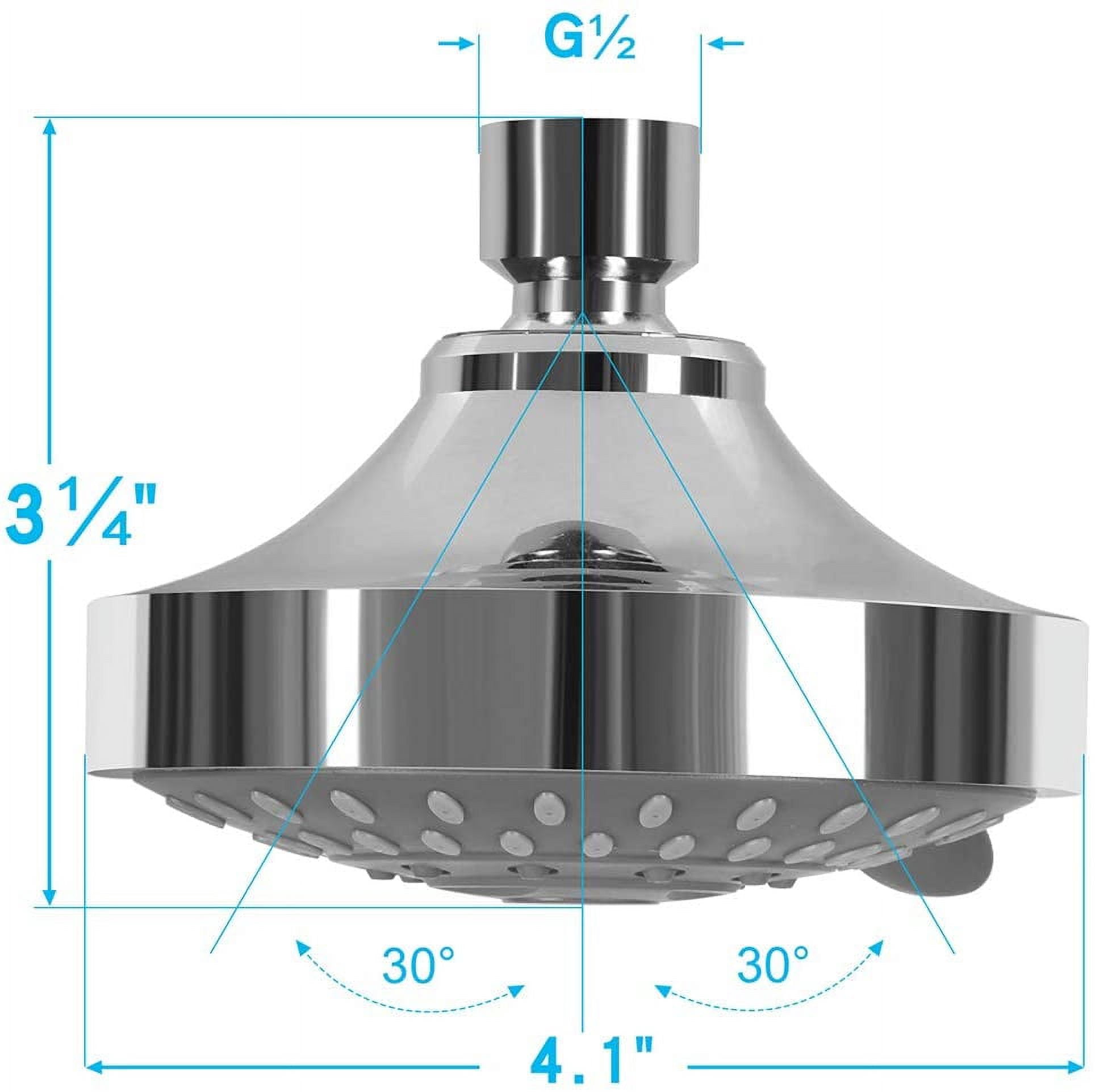 AQwzh High Pressure Rain Fixed Showerhead Rainfall 5-Setting with Adjustable Metal Swivel Ball Joint - Relaxed Shower Experience Even at Low Water Flow & Pressure