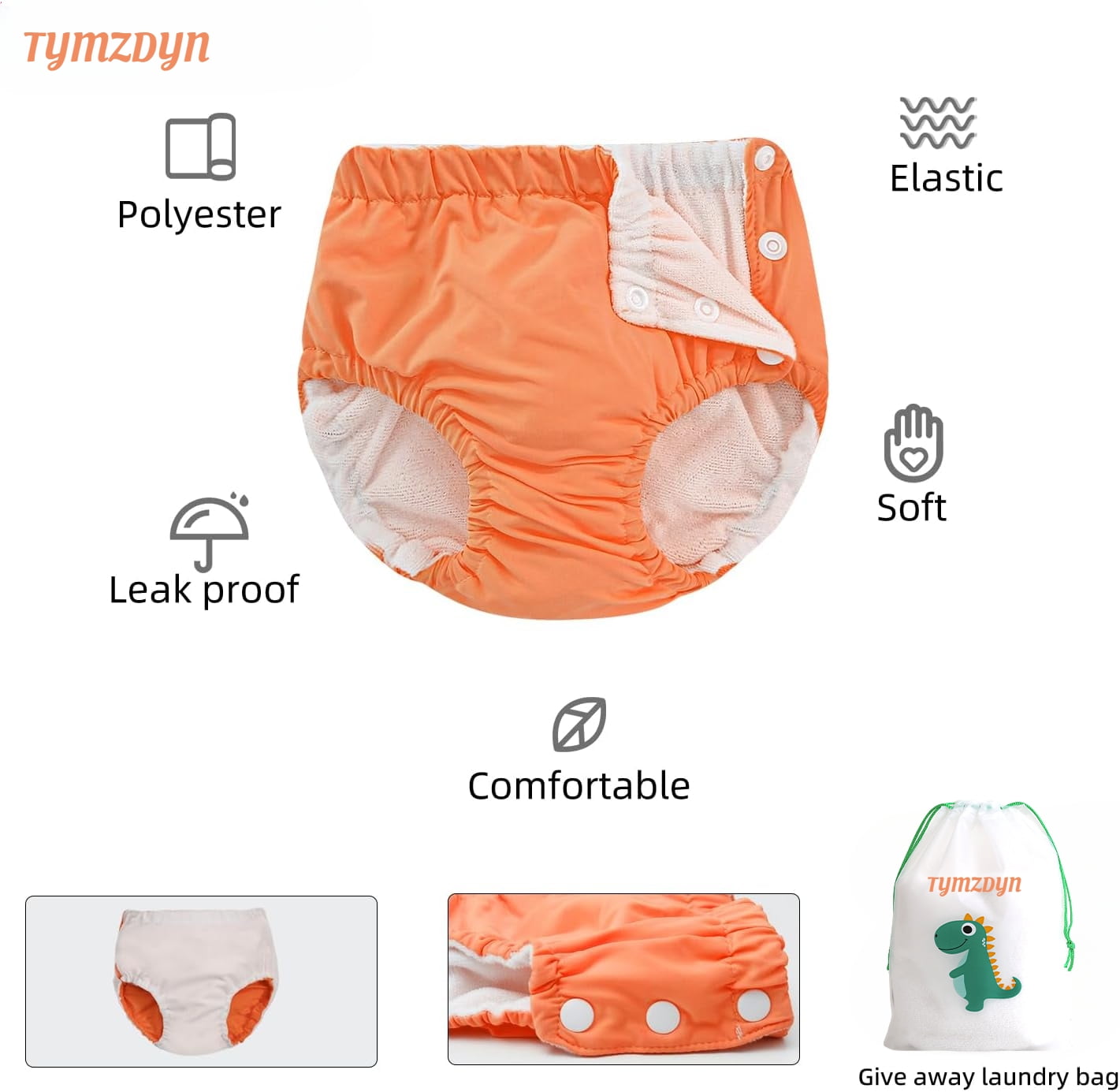 TYMZDYN 2 Packs Baby Reusable Swim Diapers Soft and Silky Toddler Swim Diaper Washable Baby Swim Diaper 3T Baby Swim Trunks Swimming Diapers Size 3 Waterproof Diapers for Swimming Boys and Girls