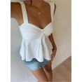 thumbnail image 2 of otnbgsr Women's Eyelet Embroidered Tank Top Y2K Tie Front Ruched Sleeveless Peplum Cami Going Out Fashion Top, 2 of 6