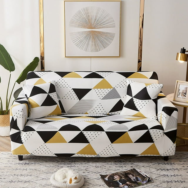 TFixol Elastic Sofa Slipcover with Free Pillowcase, Durable Polyester Fabric, Multicolor Design, Fits 145-185cm Double Seats, Easy Installation Included