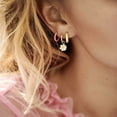 thumbnail image 2 of Daisy Flower Dangle Hoop Earrings for Women Cartilage Small Huggie Hoops 14K Gold Plated Floral Charm Drop Earring, 2 of 4