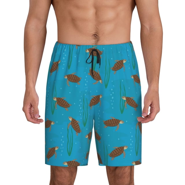 Fotbe Sea Turtle Pantalones Cortos de Pijama para Hombre, Ropa de Dormir, Pantalones de Pijama Cortos para Hombre-XX-Large