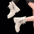 thumbnail image 3 of White Ladies Lace Up Boots Round Toe Low Heel Design For Casual Style, 3 of 9