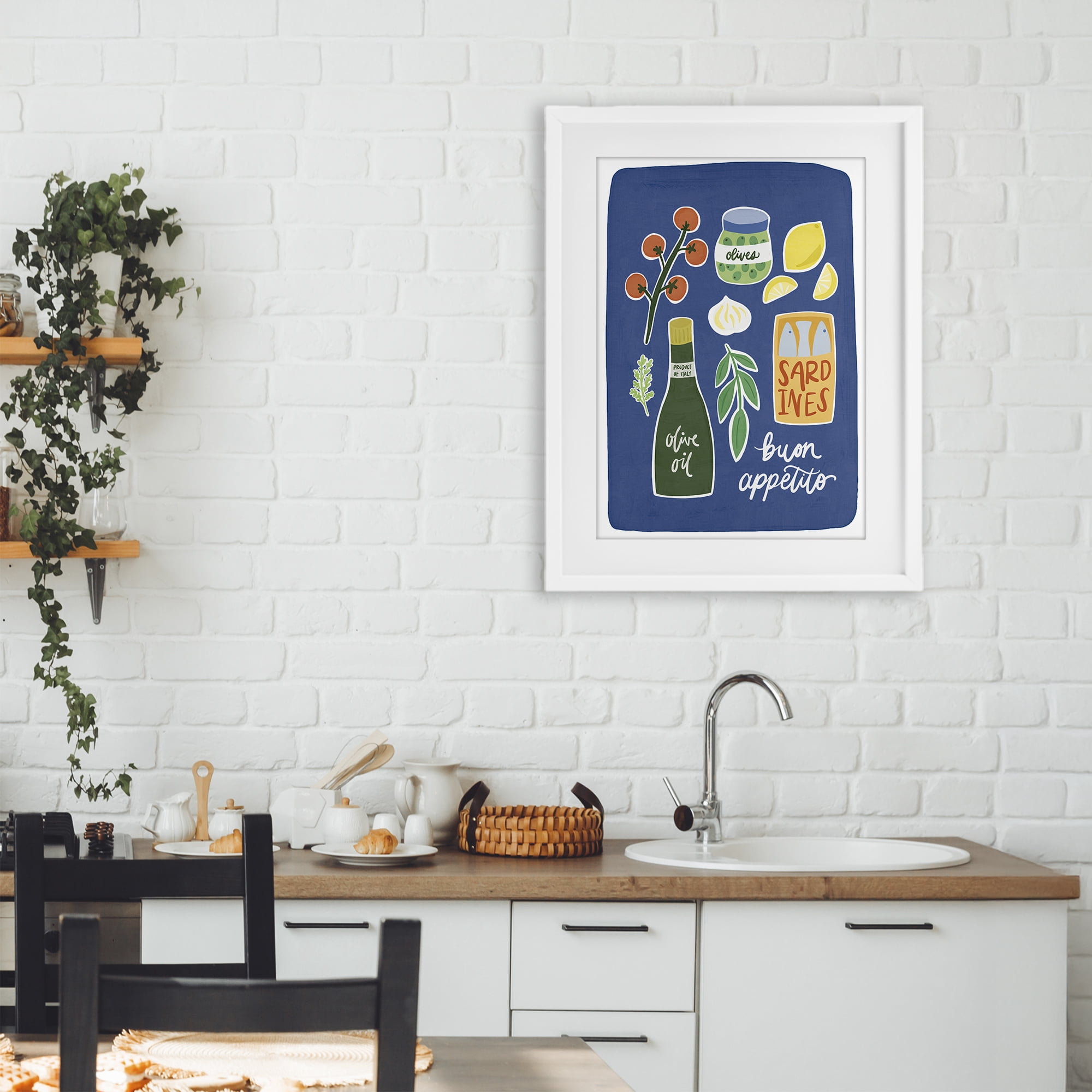Stupell Industries Italian Kitchen Necessities White Framed Print Under Glass, design by Amanda Houston