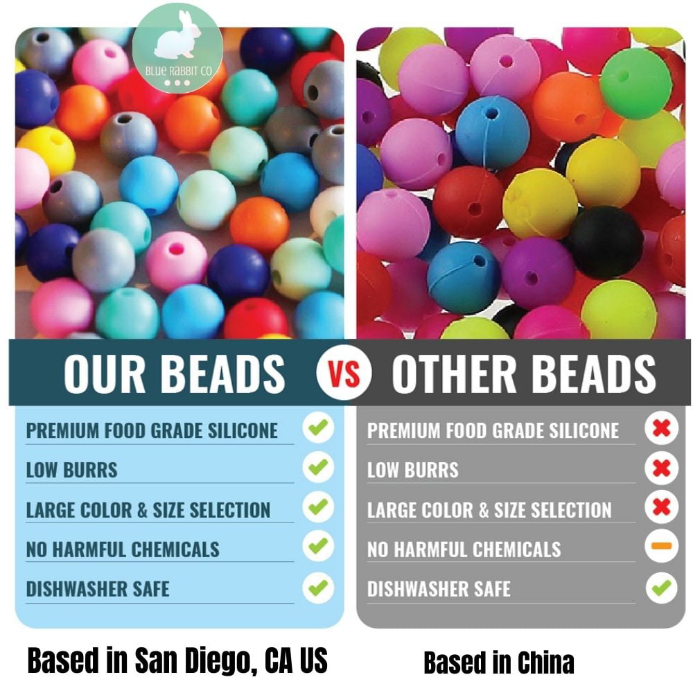 Blue Rabbit Co Silicone Beads, Beads and Bead Assortments, Bead Kit,  Quadrate Silicone Beads Bulk Includes Clasp And Lanyard (Quadrate, 2cm,  20PC)