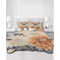 thumbnail image 3 of Burnt Orange Grey Full Size Down Alternative Comforter, Lightweight Comforter Quilt Bedding Set with Pillow Shams Spring Floral Botanical Retro All Seasons Bed Comforter Duvet Insert 78"x90", 3 of 7