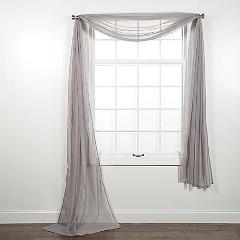 1 PC SOLID SILVER SCARF VALANCE SOFT SHEER VOILE WINDOW PANEL CURTAIN 216