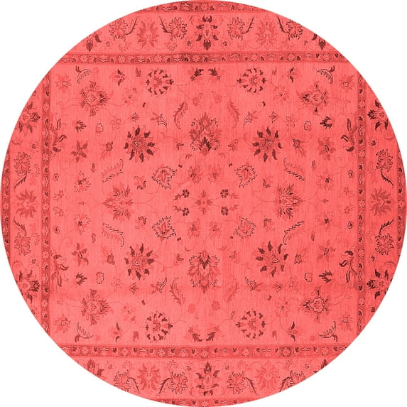 Ahgly Company Indoor Round Oriental Red Traditional Area Rugs, 3' Round