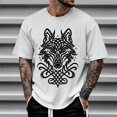 thumbnail image 2 of XIAONU Celtic Wolf Print T Shirt for Men Short Sleeve Crew Neck Casual Tops, 2 of 4