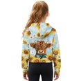 thumbnail image 2 of Xoenoiee Highland Cattle Sunflower Daisy Print Girls Half Zip Hoodies Fleece Pullover Sweatshirt Long Sleeve Winter Clothes with Pocket for Kids Teens, 7-8 Years, 2 of 7