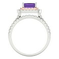 thumbnail image 4 of 3.05ct Brilliant Emerald Cut Natural Amethyst 18K White/Rose Gold Halo Solitaire with Accents Engagement Bridal Wedding Ring Band Set size 8, 4 of 7