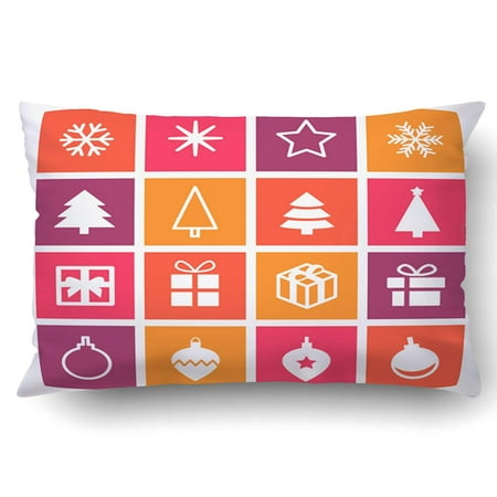- ARTJIA Xmas Christmas Decorative Symbols Set Seasonal Icons Design Pillow Case Cushion Cover Case Throw Pillow Case 20x30 inches