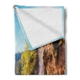thumbnail image 2 of Nature Soft Flannel Fleece Blanket, Idyllic Lake with Waterfall Flowing down the Hills in National Park Autumn Scenery, Cozy Plush for Indoor and Outdoor Use, 70" x 90", Multicolor, by Ambesonne, 2 of 5
